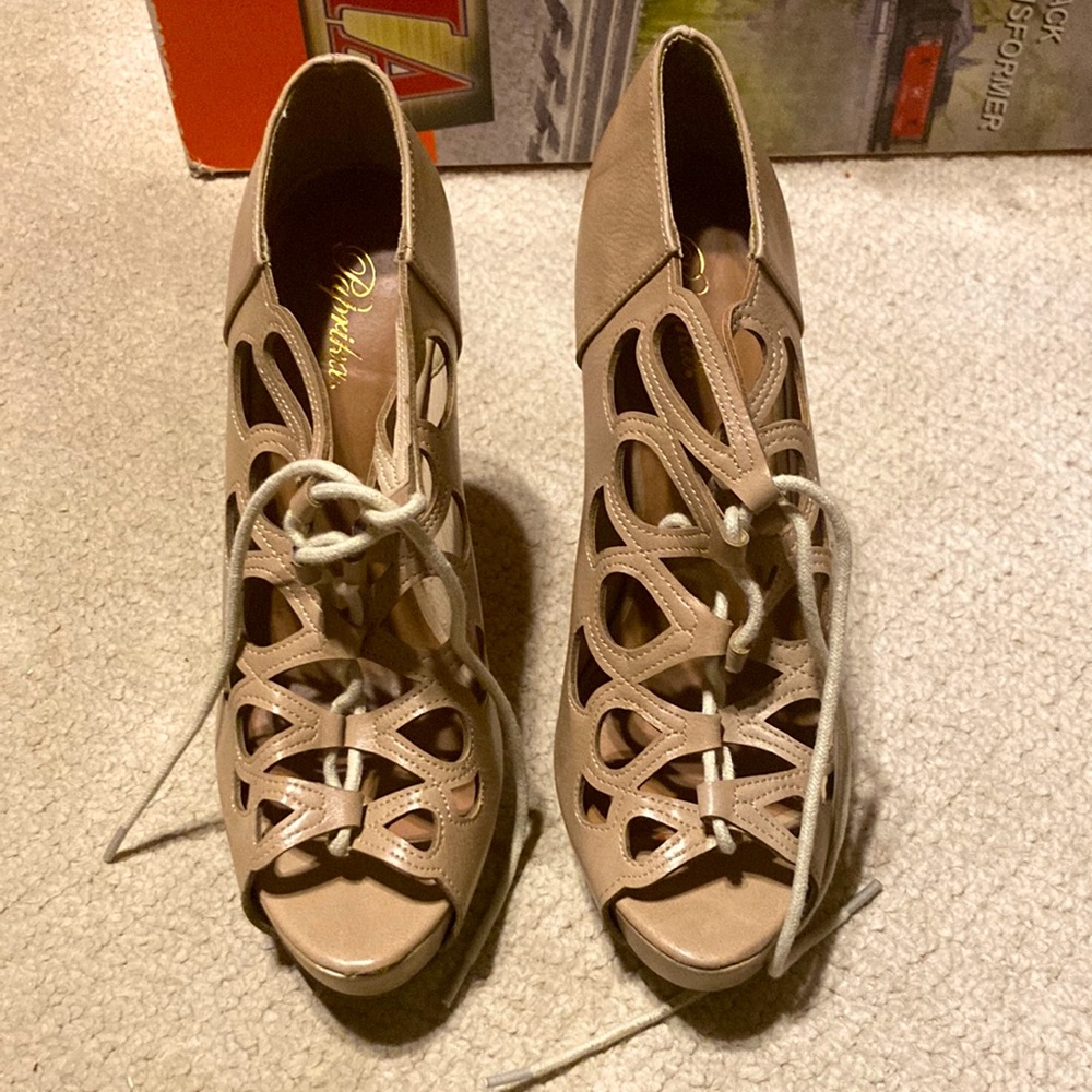 Nude cage heels